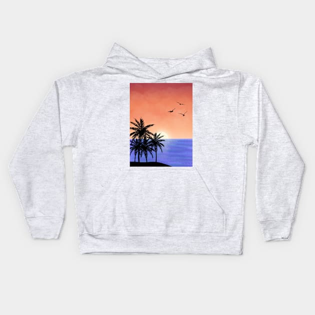 Sunset over the sea Kids Hoodie by mia-alice85